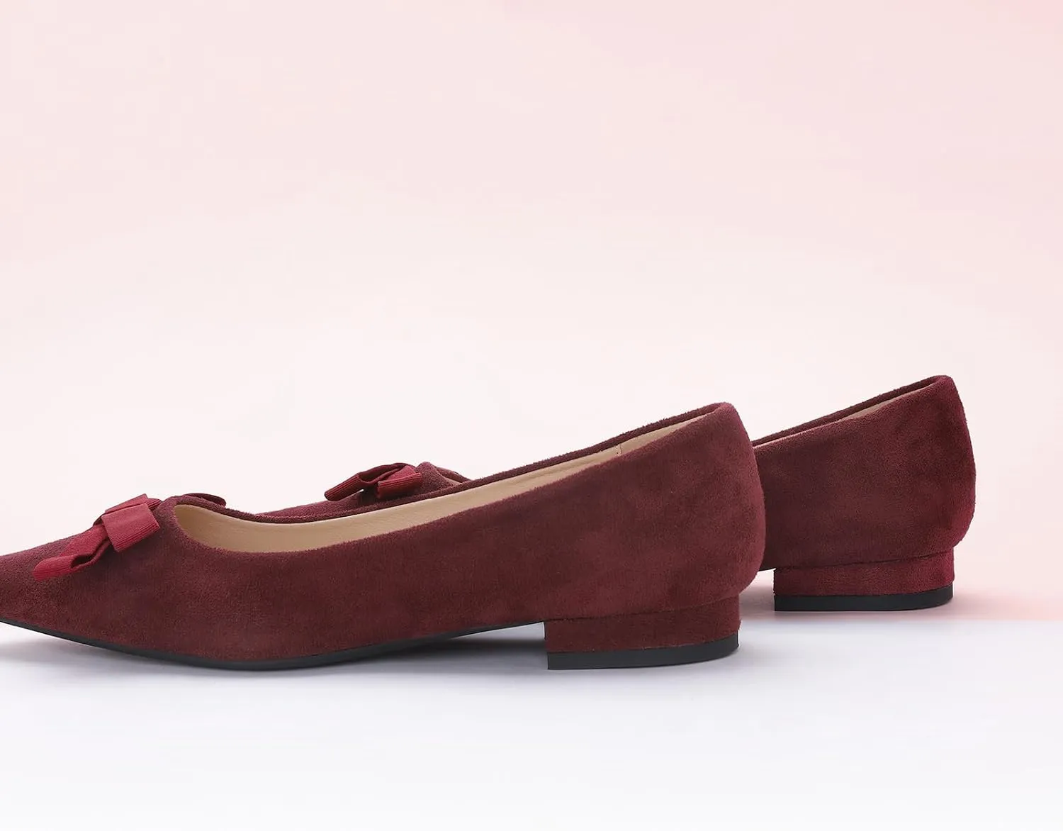 C.Paravano Women's Suede Bow Knot Ballet Flats Pointed Toe Slip-On Comfort Shoes for Casual & Formal Wear