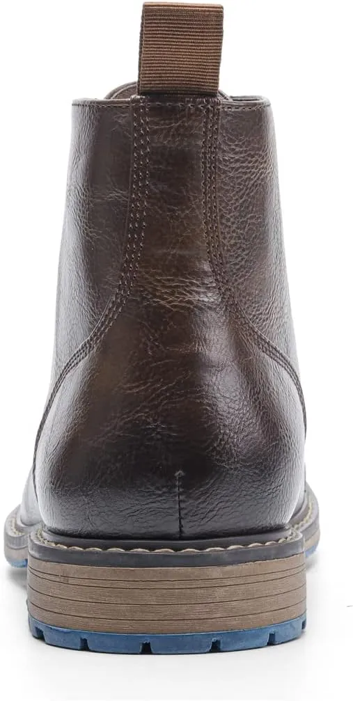 CrazycatZ Men's Combat Boots Biker Boots Wingtip Dress Casual Chukka Boot Cap Toe Shoes Vegan Leather Men Oxford Boots Shoes