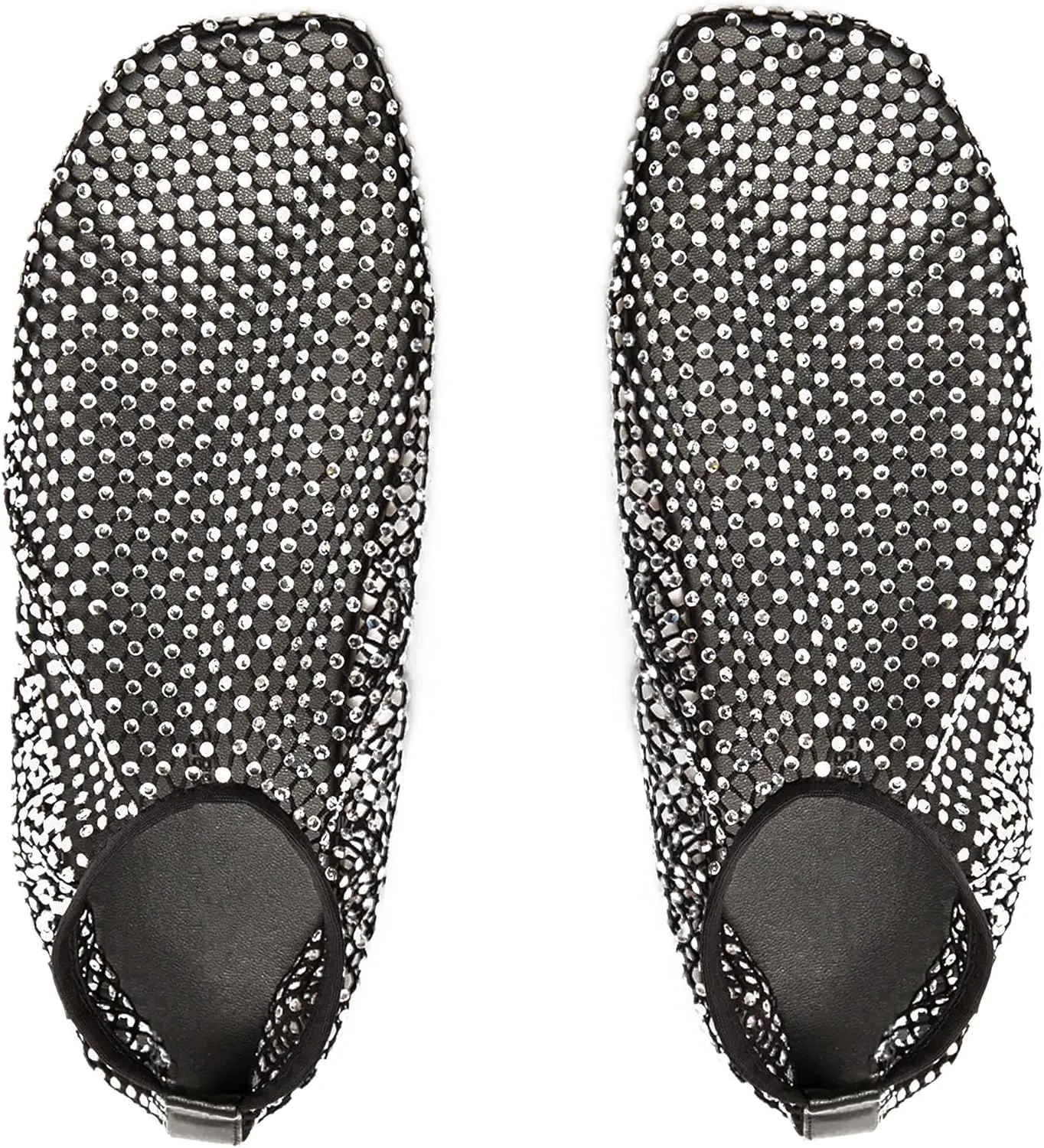 Crystal-Embellished Mesh Flats Square Toe Rhinestone Ballet Flat Slip On Ballerina Shoes Comfort Casual Glitter Flat Shoe for Woman