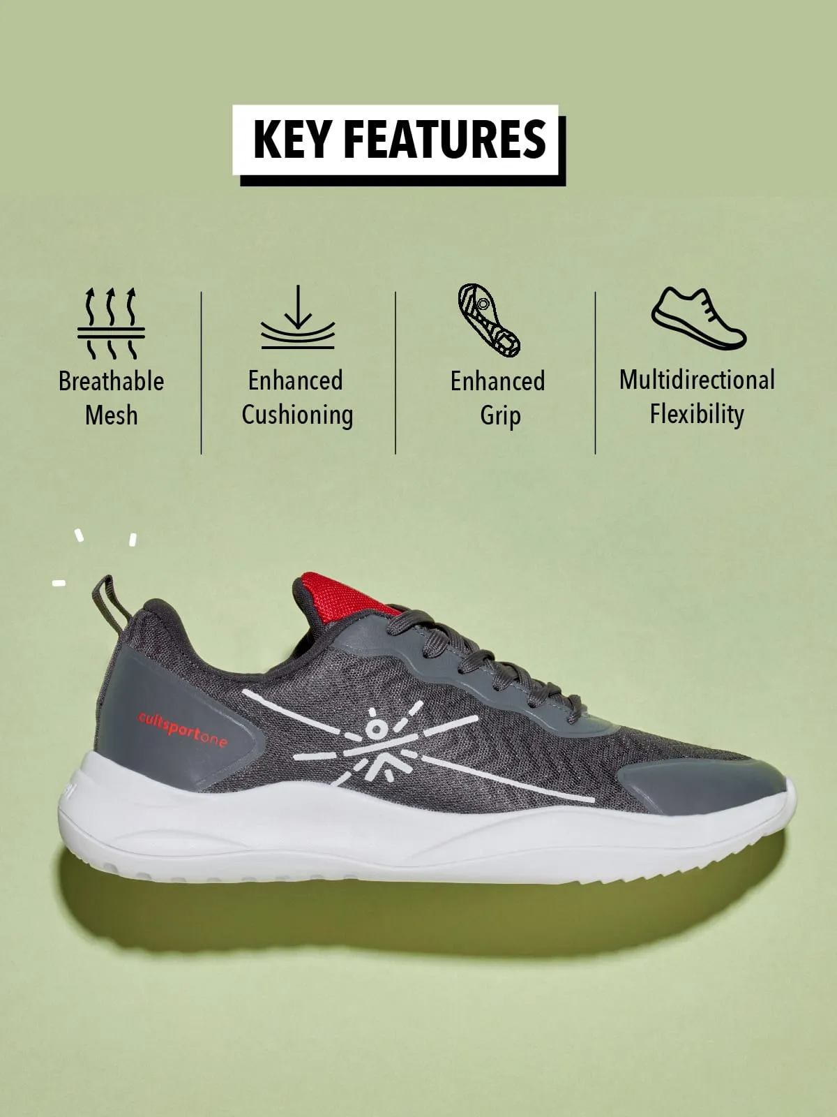 cult Lope Men Running Shoes - Grey/Red