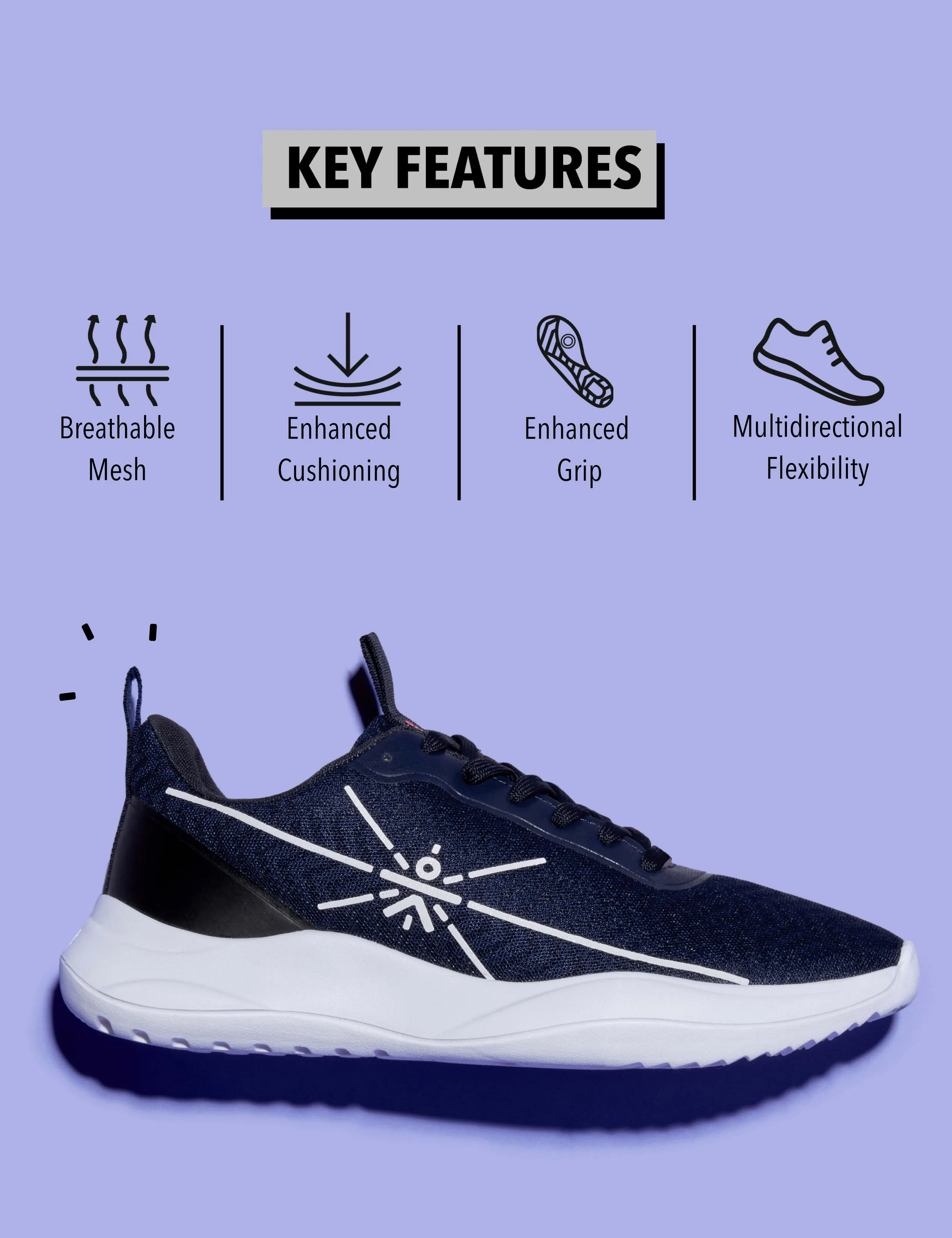 cult Racer Men Running Shoes - Navy Blue/Black
