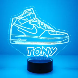 Custom Sneaker LED Sign Night Light Lamp with Remote, Light Up Display with Personalized Name or Image, Customized, Made in The USA, Clear Acrylic Home Decor Design with 16 Colors, 4 Modes (Style 8)