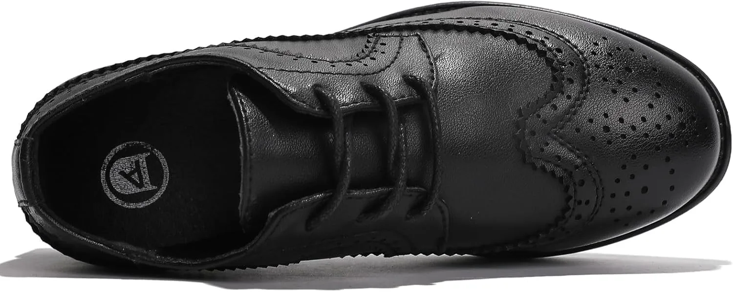 DADAWEN Boys Girls Classic Lace-Up Dress Shoes Formal Oxford Shoes Wedding Church School Uniform Shoes (Toddler/Little Kid/Big Kid)