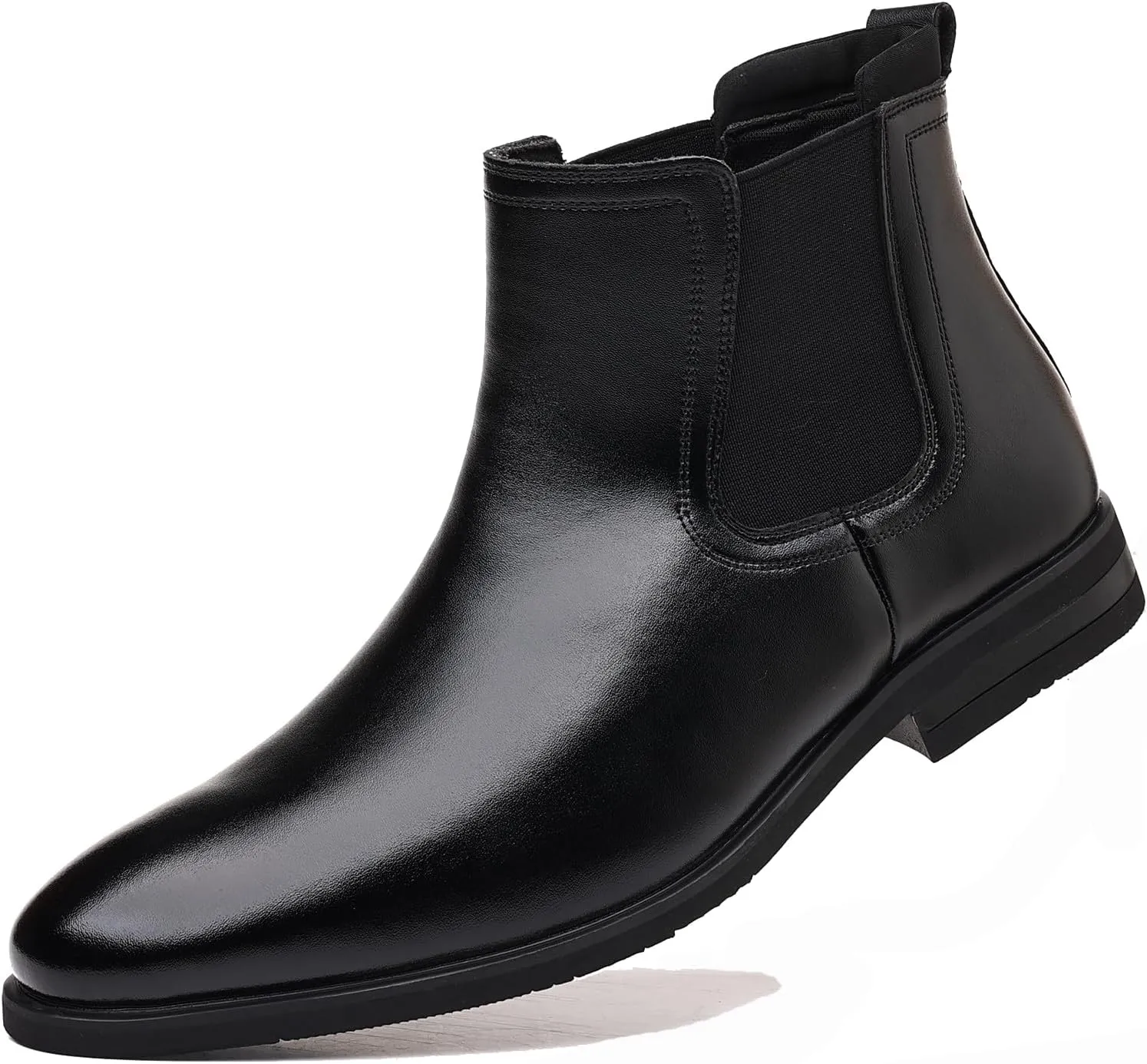 DADAWEN Men's Chelsea Boots Leather Casual Chukka Ankle Boots Classic Elastic Dress Boots for Men