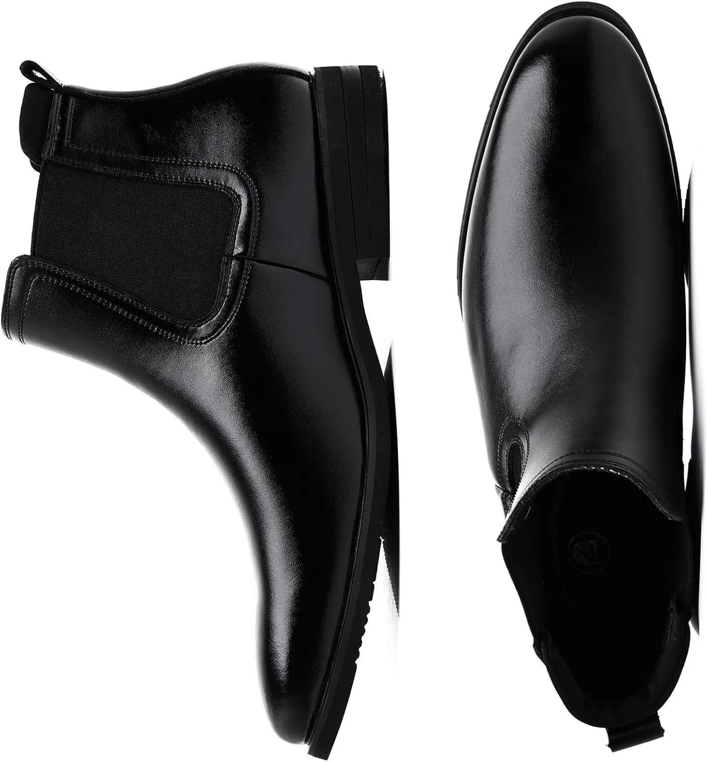 DADAWEN Men's Chelsea Boots Leather Casual Chukka Ankle Boots Classic Elastic Dress Boots for Men