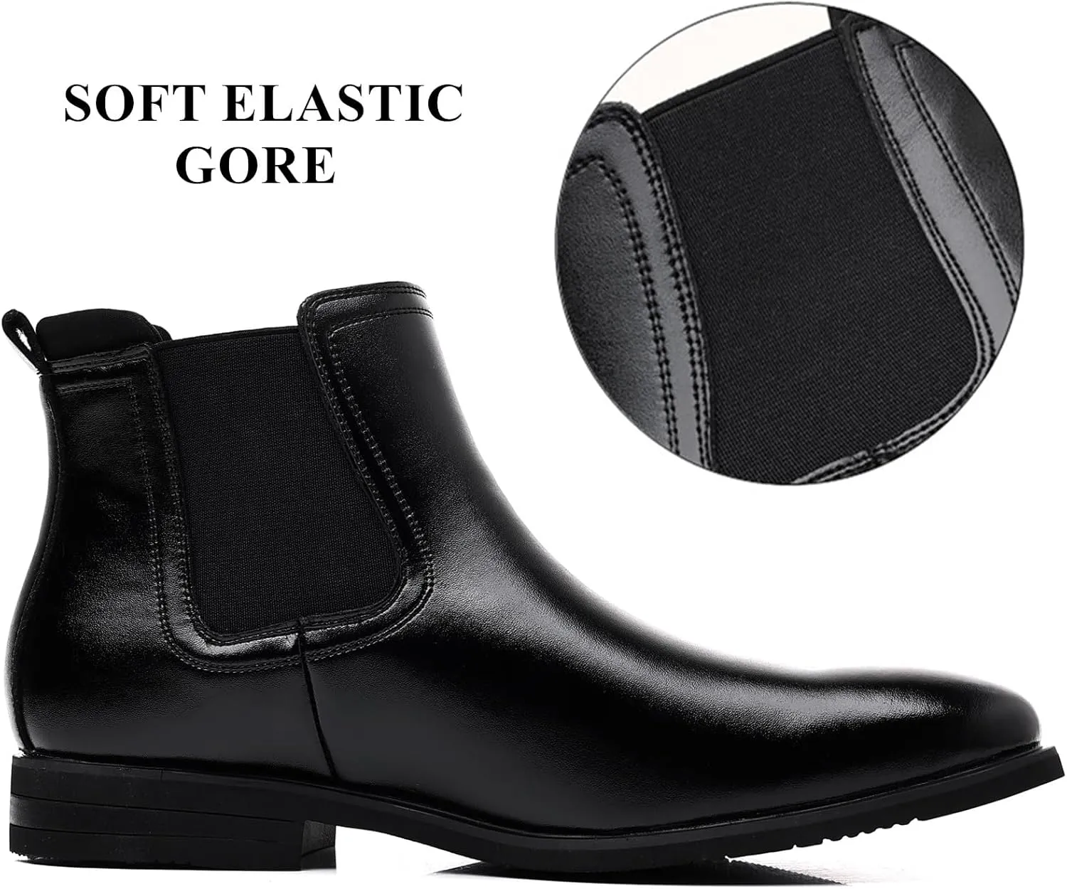 DADAWEN Men's Chelsea Boots Leather Casual Chukka Ankle Boots Classic Elastic Dress Boots for Men