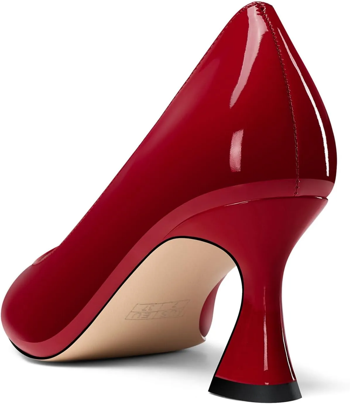 DearOnly Womens Close Round Toe Sexy Casual Slip-on Pumps Patent Leather Mid Heel Basic Classic Office Shoes 2.6 Inches Heels
