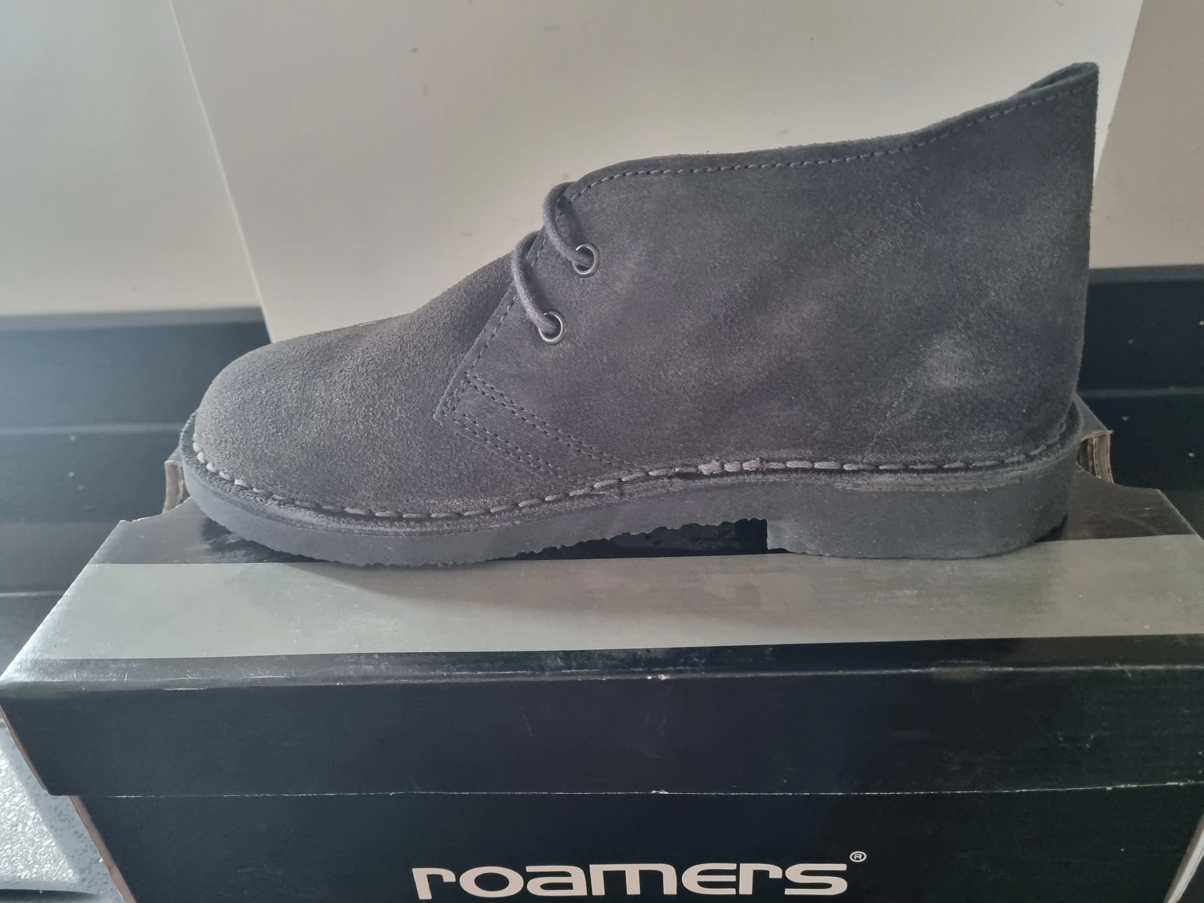 Desert Boot by Roamers - 2 Eye Grey Suede Leather (M467FS)