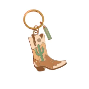 Desert Cowgirl Boot Enamel Keychain