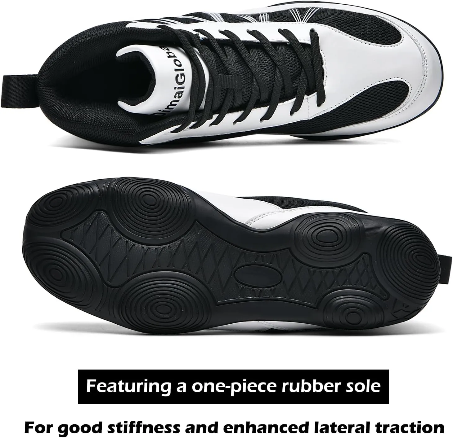 DimaiGlobal Men's Wrestling Shoe Boxing Shoes Zero Drop Sole High Top Fighting Shoes Fitness Sneaker Taekwondo Karate Martial Arts Weightlifting Training Shoes