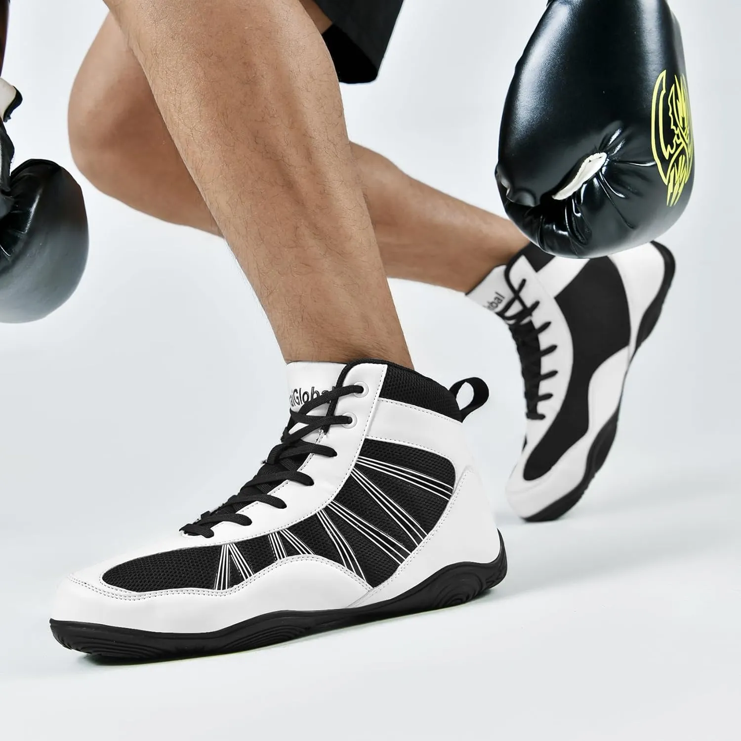 DimaiGlobal Men's Wrestling Shoe Boxing Shoes Zero Drop Sole High Top Fighting Shoes Fitness Sneaker Taekwondo Karate Martial Arts Weightlifting Training Shoes