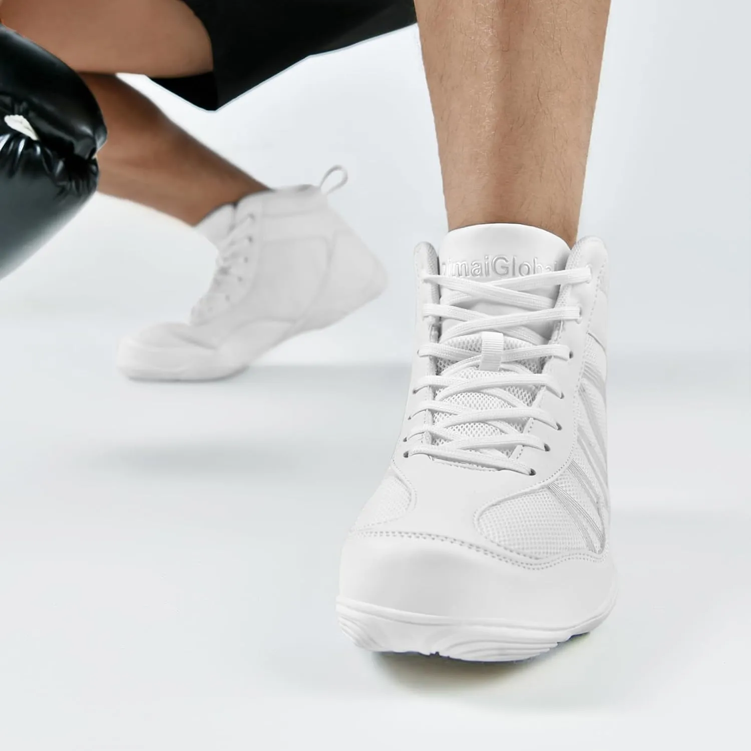 DimaiGlobal Men's Wrestling Shoe Boxing Shoes Zero Drop Sole High Top Fighting Shoes Fitness Sneaker Taekwondo Karate Martial Arts Weightlifting Training Shoes