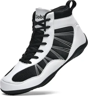DimaiGlobal Men's Wrestling Shoe Boxing Shoes Zero Drop Sole High Top Fighting Shoes Fitness Sneaker Taekwondo Karate Martial Arts Weightlifting Training Shoes