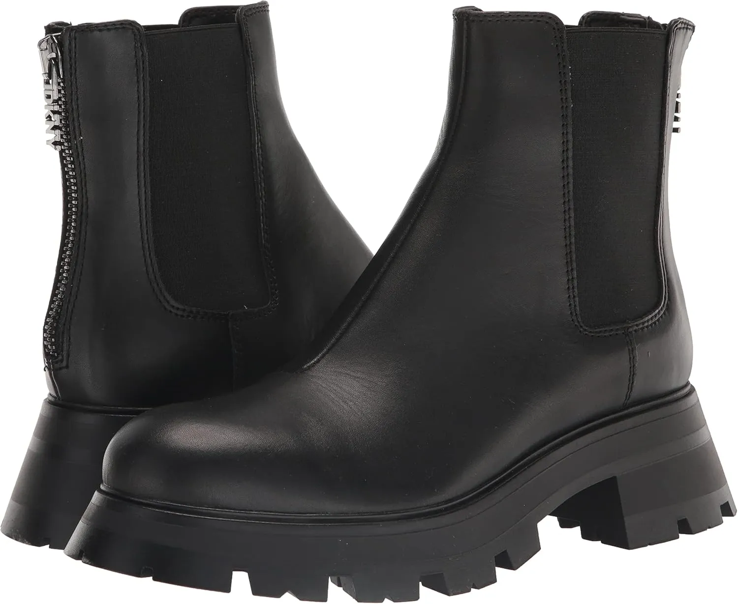DKNY Women's Smooth Metallic Leather Boot Combat