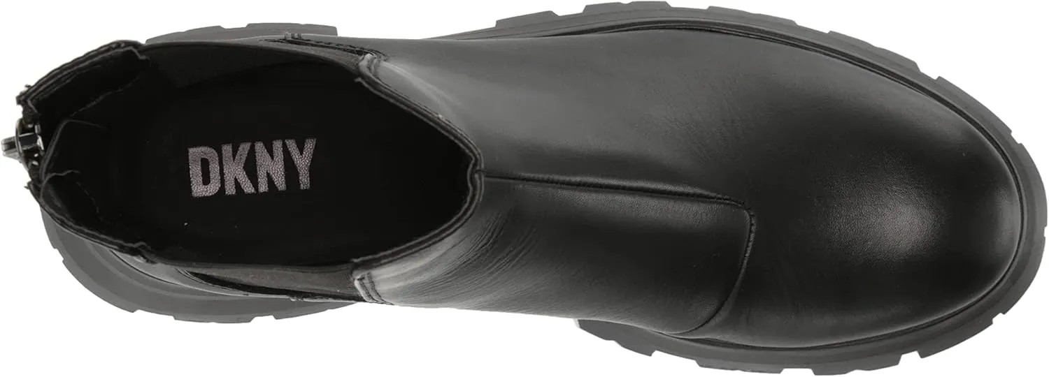 DKNY Women's Smooth Metallic Leather Boot Combat
