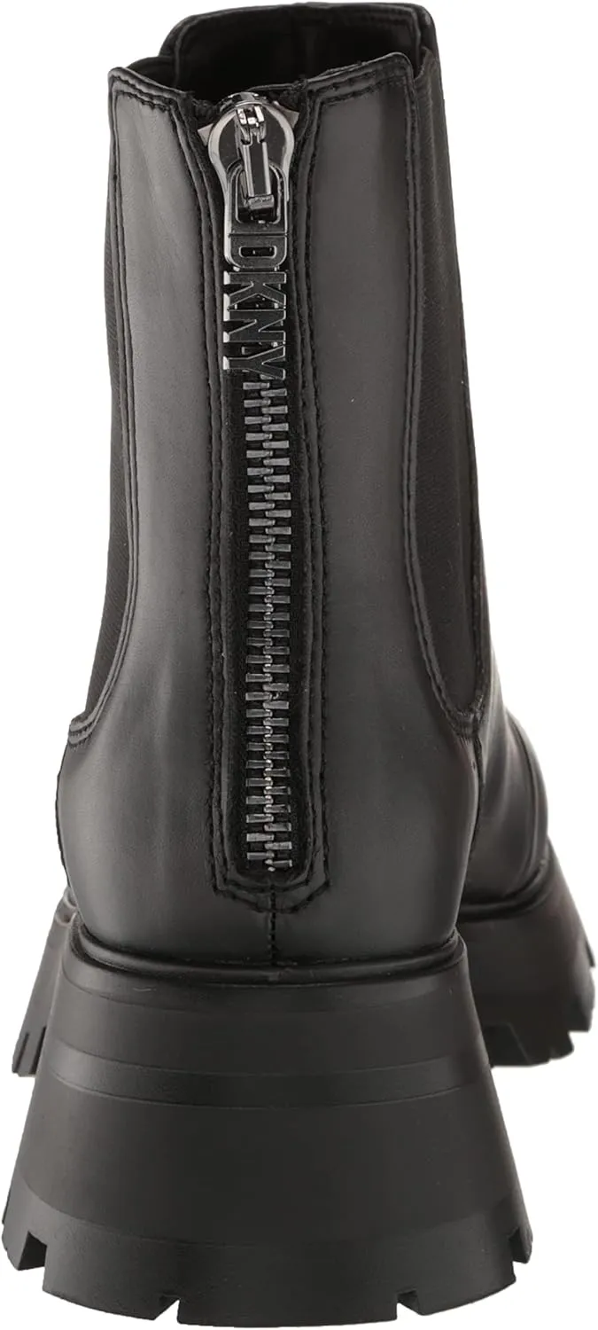 DKNY Women's Smooth Metallic Leather Boot Combat