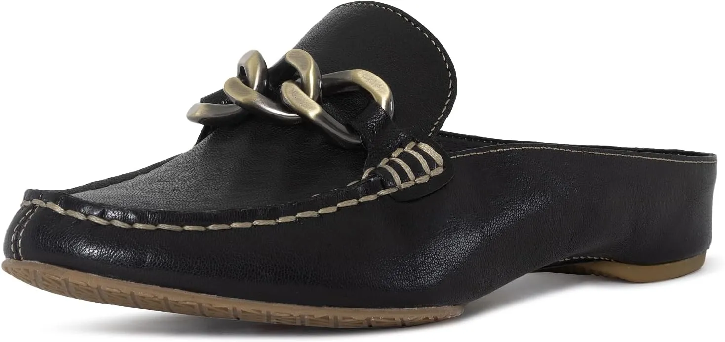 Donald Pliner Women's Bless Distressed Mules, Closed Toe Comfort Loafers, Slip On Mules for Women