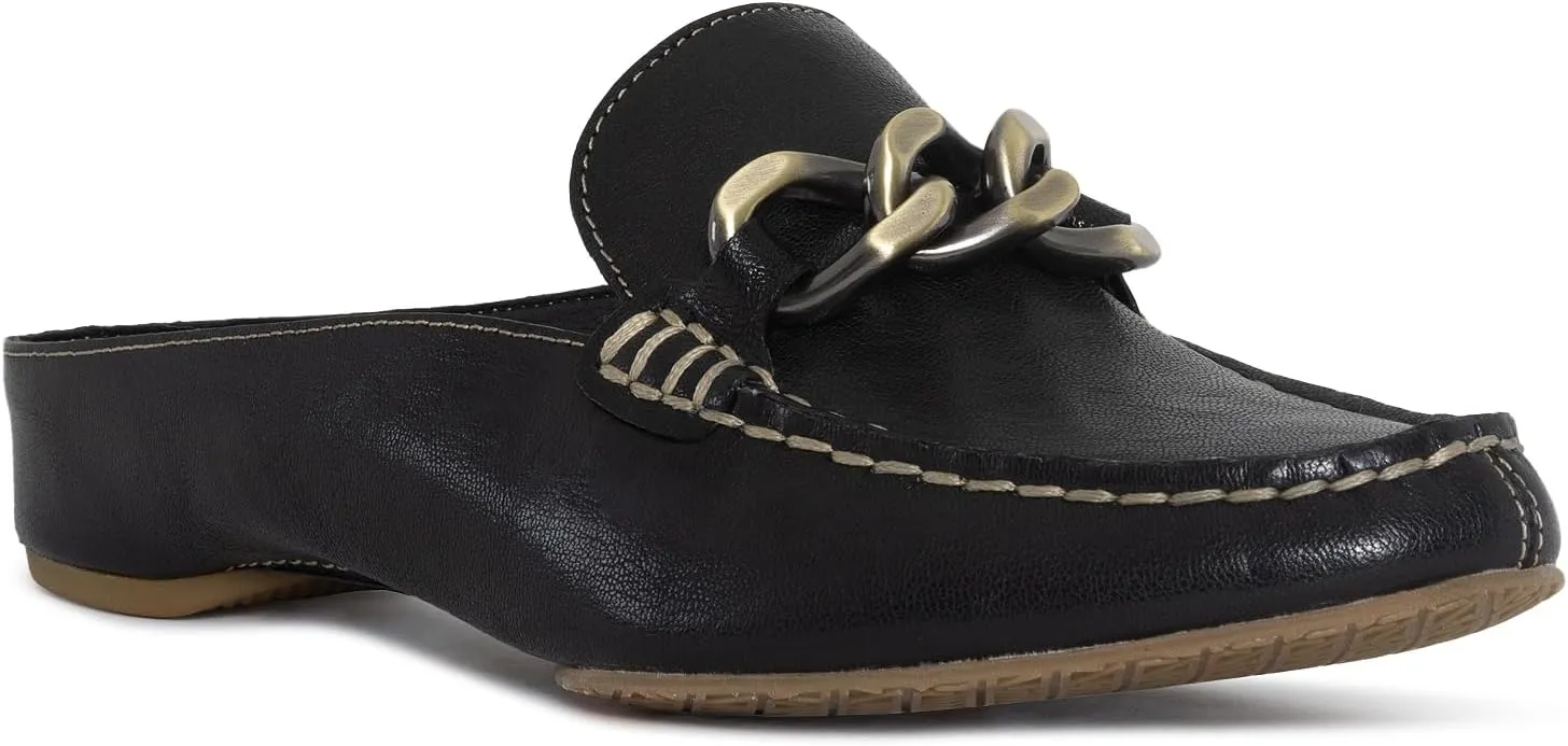 Donald Pliner Women's Bless Distressed Mules, Closed Toe Comfort Loafers, Slip On Mules for Women