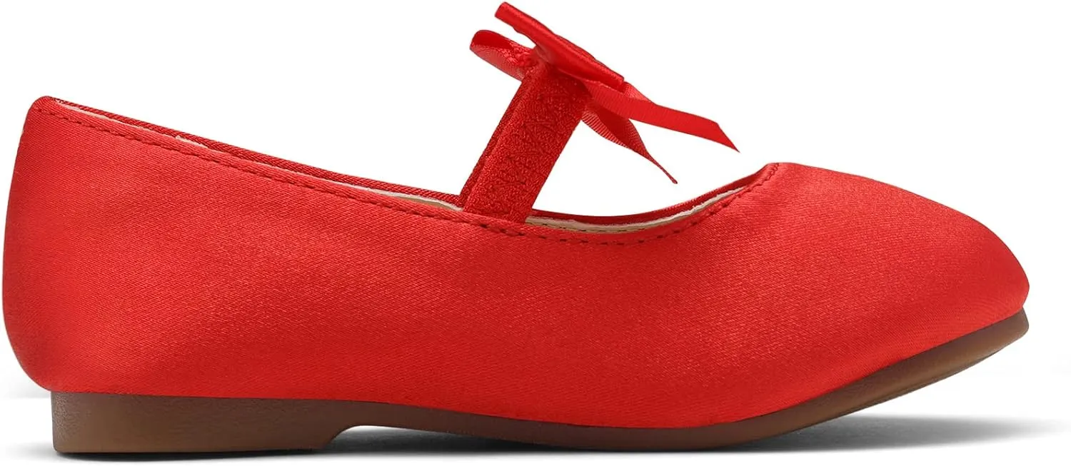 DREAM PAIRS Girls Dress Shoes Mary Jane Flower Girl Bow Ballet Flats for Wedding Party Toddler/Little Kid
