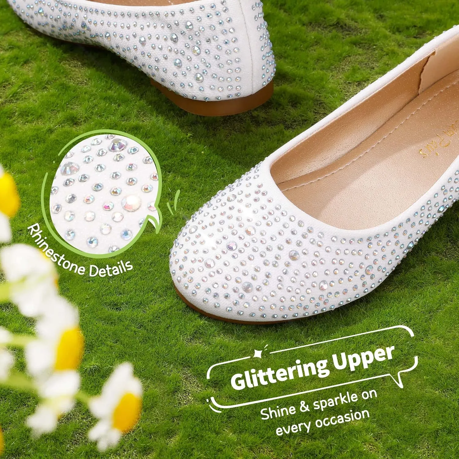 DREAM PAIRS Girls Dress Shoes Slip on Ballerina Flats for Wedding/Party