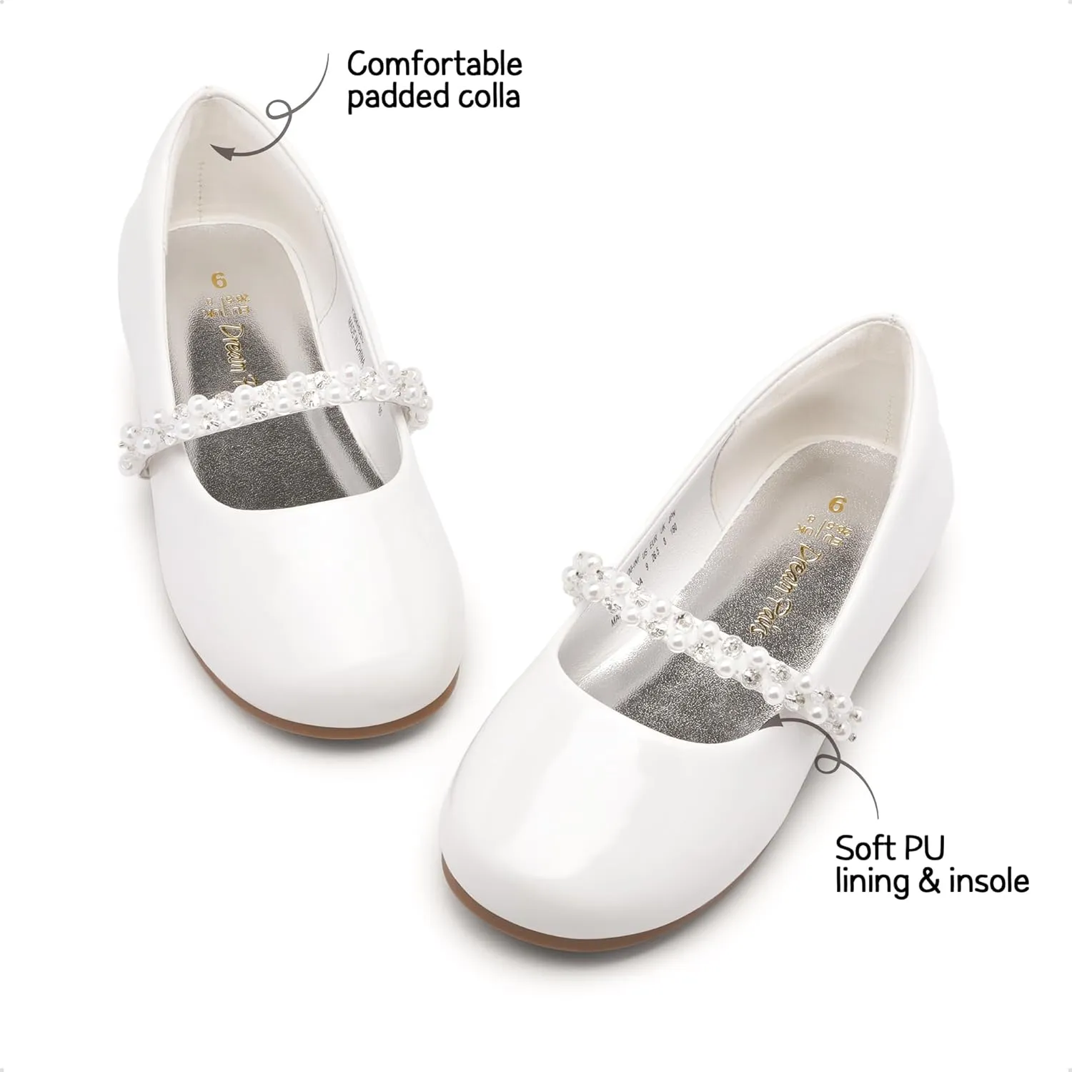 DREAM PAIRS Girls Mary Jane Dress Shoes Ballerina Flats for Wedding, Party (Toddler/Little Kid/Big Kid)