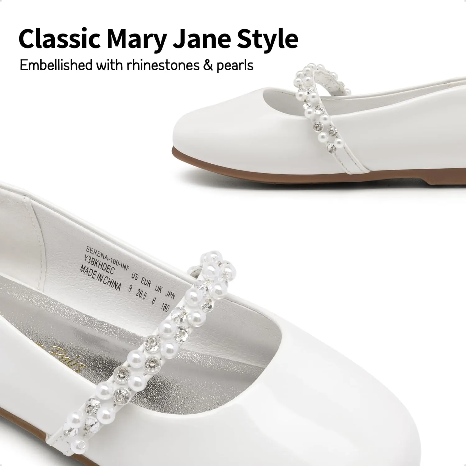 DREAM PAIRS Girls Mary Jane Dress Shoes Ballerina Flats for Wedding, Party (Toddler/Little Kid/Big Kid)