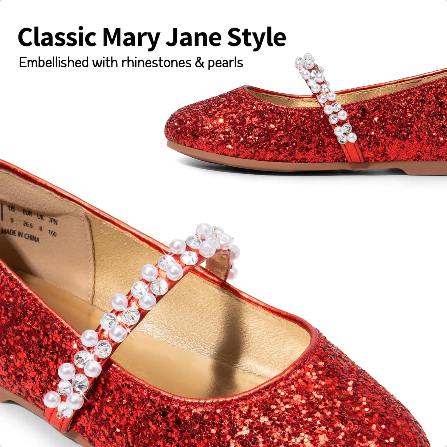 DREAM PAIRS Girls Mary Jane Dress Shoes Ballerina Flats for Wedding, Party (Toddler/Little Kid/Big Kid)