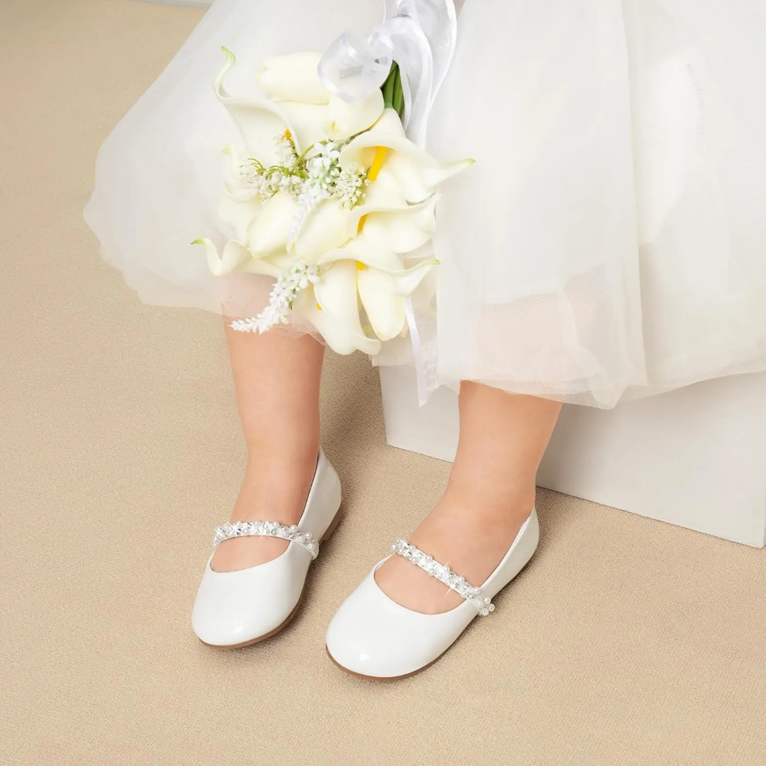 DREAM PAIRS Girls Mary Jane Dress Shoes Ballerina Flats for Wedding, Party (Toddler/Little Kid/Big Kid)