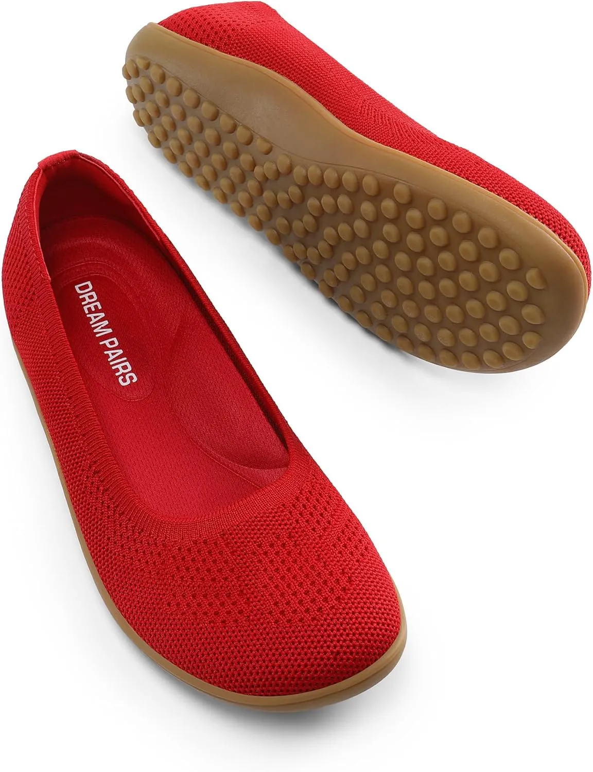 DREAM PAIRS Women's Ballet Flats, Wide Toe Box Knit Flats for Women with Arch Support, Comfortable Slip On Dressy Travel Work Business Office Shoes for Women
