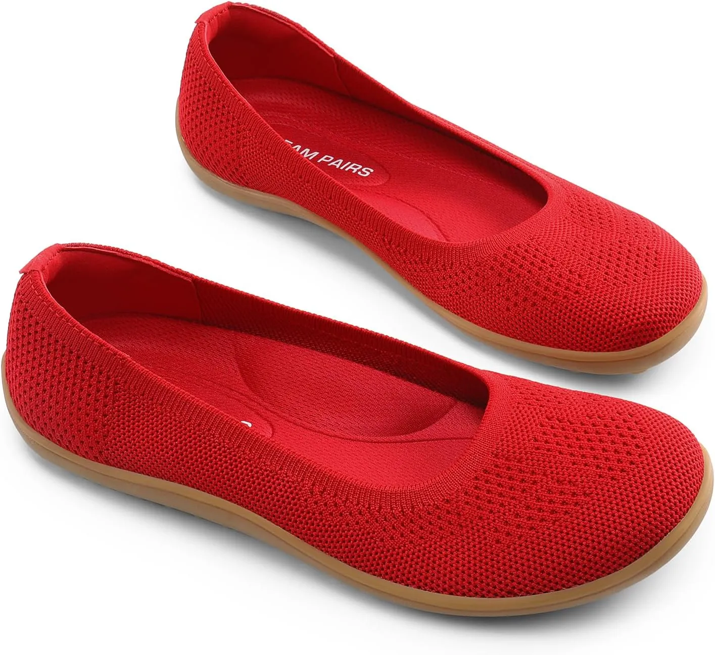 DREAM PAIRS Women's Ballet Flats, Wide Toe Box Knit Flats for Women with Arch Support, Comfortable Slip On Dressy Travel Work Business Office Shoes for Women