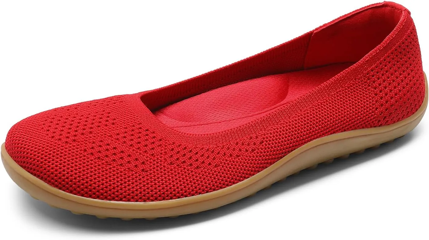 DREAM PAIRS Women's Ballet Flats, Wide Toe Box Knit Flats for Women with Arch Support, Comfortable Slip On Dressy Travel Work Business Office Shoes for Women