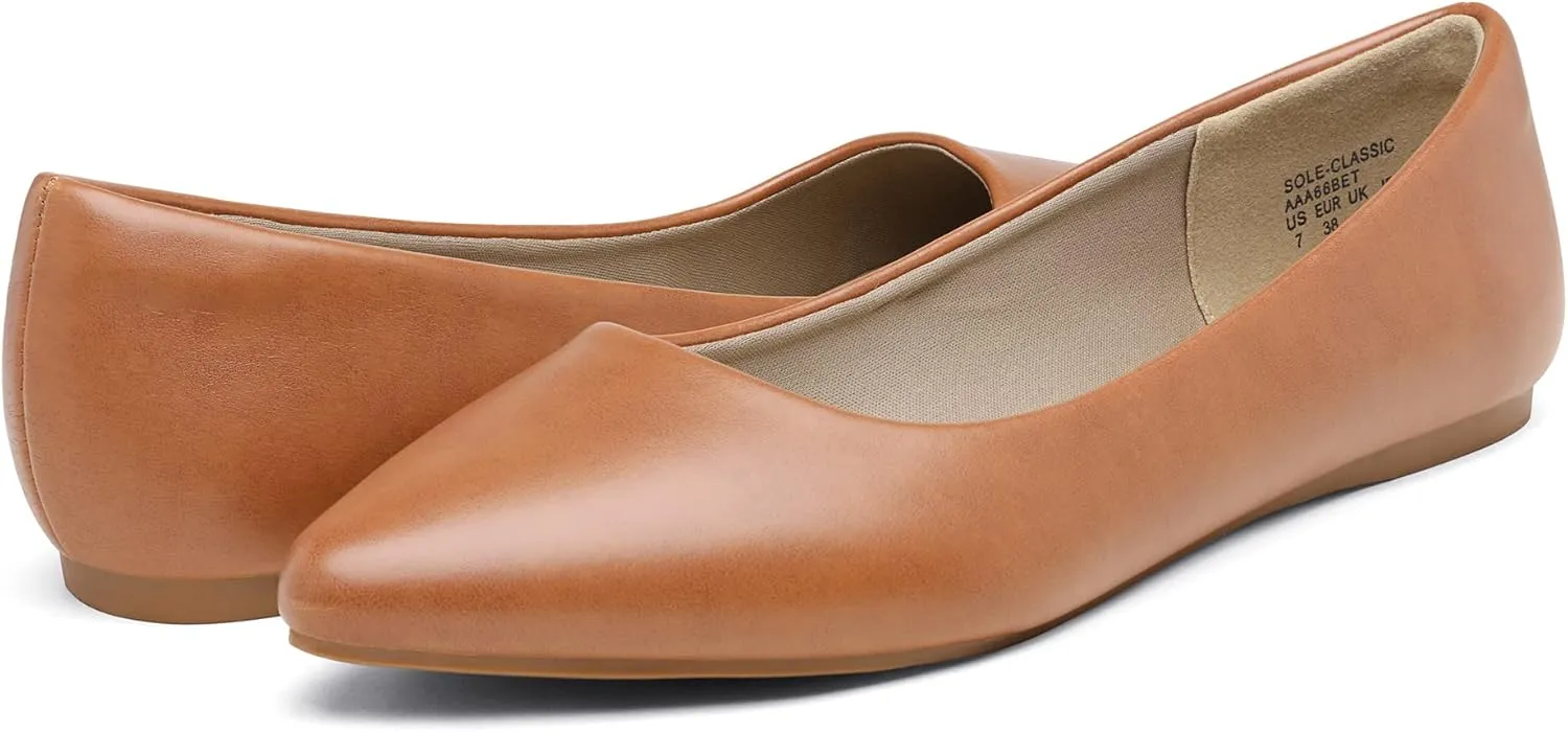 DREAM PAIRS Women's Dress Pointed Toe Flats Ballet Comfort Soft Slip On Casual Flat Shoes for Work Office Business