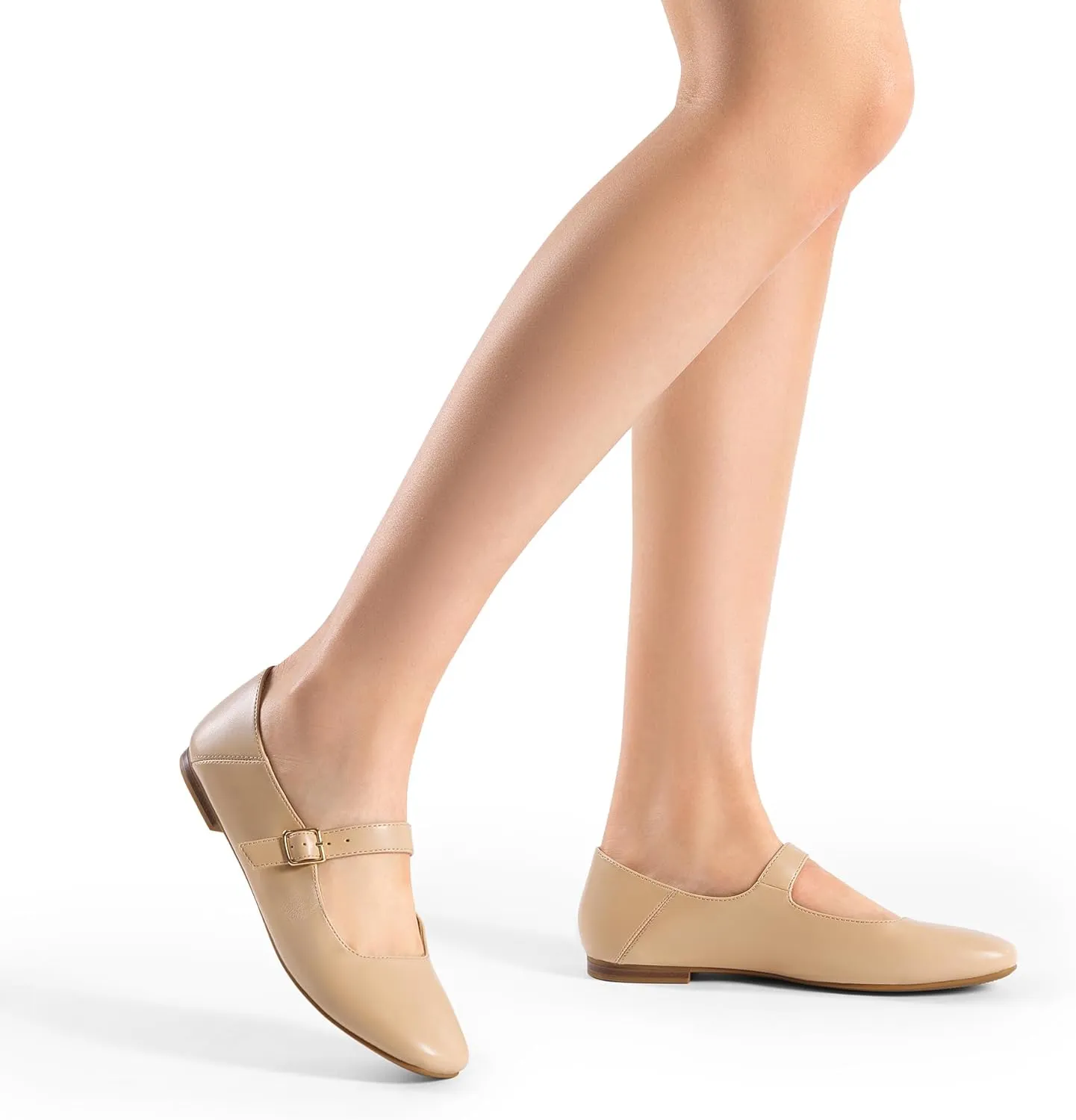 DREAM PAIRS Women's Flats Square Toe Mary Jane Flats Comfortable Casual Slip On Dress Shoes Ballet Flats with Buckle Strap Business Casual Work Office Mary Jane Shoes