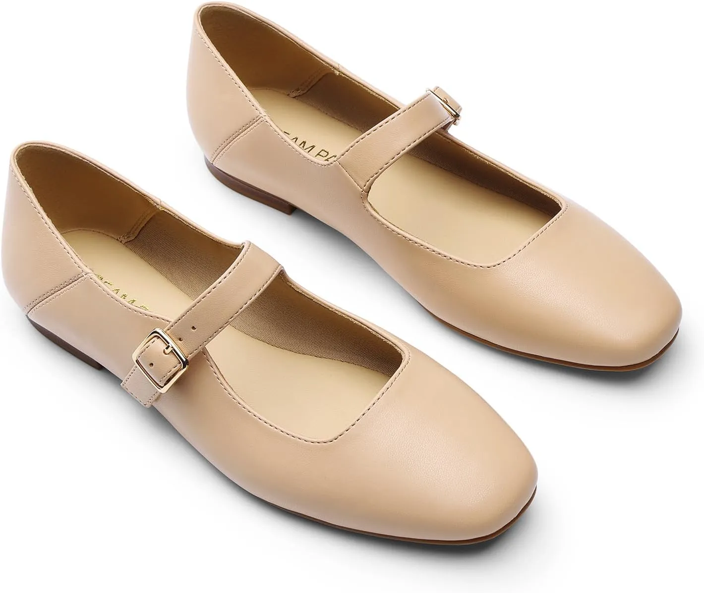 DREAM PAIRS Women's Flats Square Toe Mary Jane Flats Comfortable Casual Slip On Dress Shoes Ballet Flats with Buckle Strap Business Casual Work Office Mary Jane Shoes