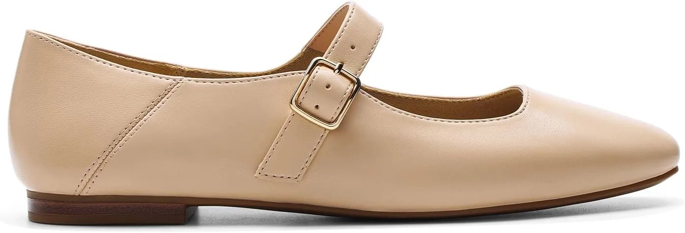 DREAM PAIRS Women's Flats Square Toe Mary Jane Flats Comfortable Casual Slip On Dress Shoes Ballet Flats with Buckle Strap Business Casual Work Office Mary Jane Shoes