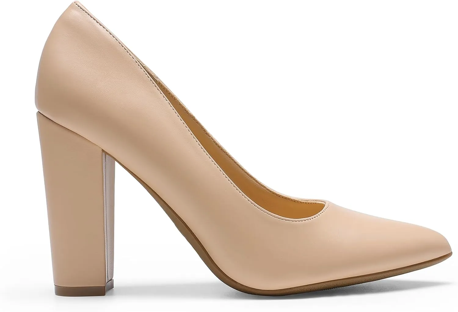 DREAM PAIRS Women's High Chunky Block Heels Closed Pointed Toe Slip on Women Pumps Wedding Party Work Comfortable Dress Shoes for Women