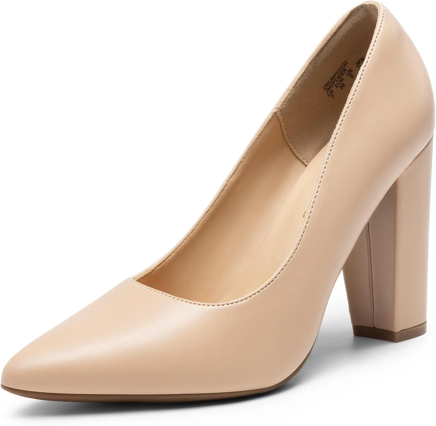 DREAM PAIRS Women's High Chunky Block Heels Closed Pointed Toe Slip on Women Pumps Wedding Party Work Comfortable Dress Shoes for Women