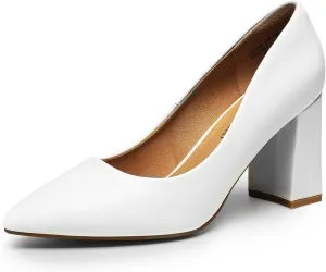 DREAM PAIRS Women's High Chunky Pointed Closed Toe Block Heels Wedding Classic Slip On Dress Pumps Shoes