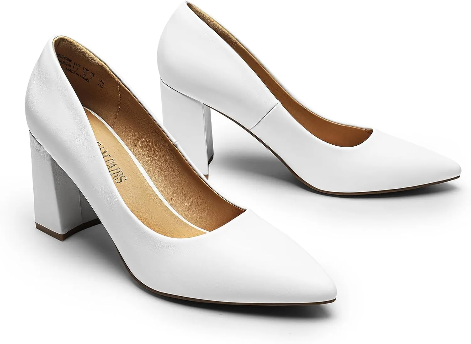 DREAM PAIRS Women's High Chunky Pointed Closed Toe Block Heels Wedding Classic Slip On Dress Pumps Shoes