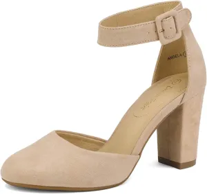 DREAM PAIRS Women's High Heel Ankle Strap Closed Toe Chunky Wedding Pumps Shoes