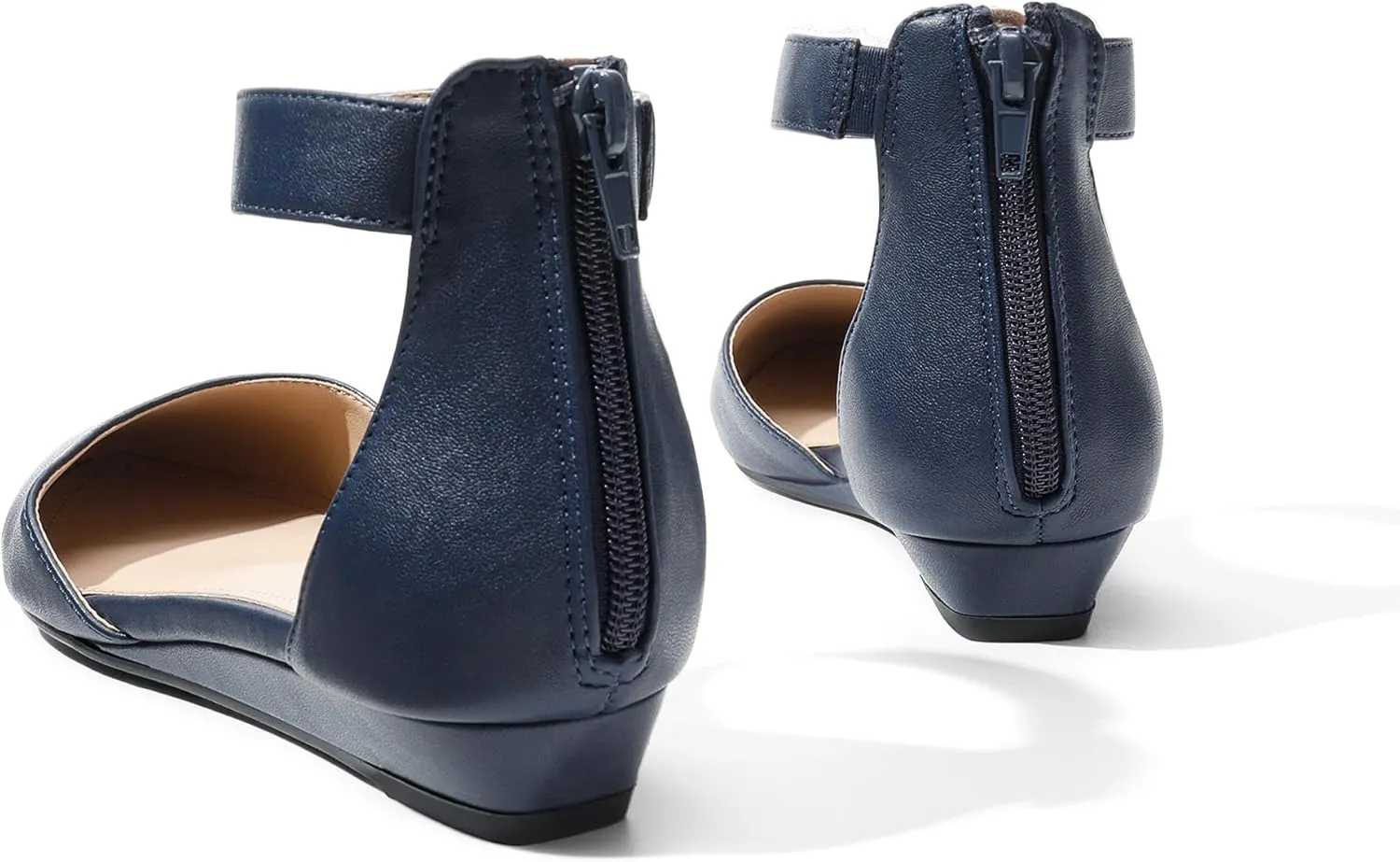 DREAM PAIRS Women's Low Wedge Ankle Strap Dress Flats Shoes