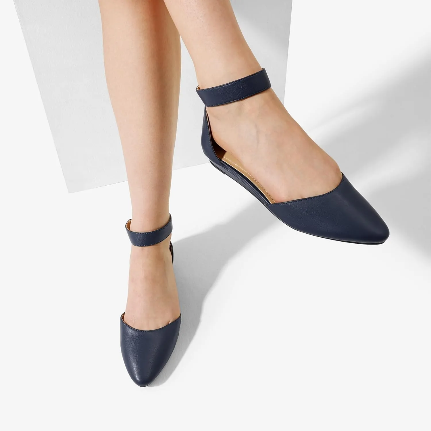 DREAM PAIRS Women's Low Wedge Ankle Strap Dress Flats Shoes