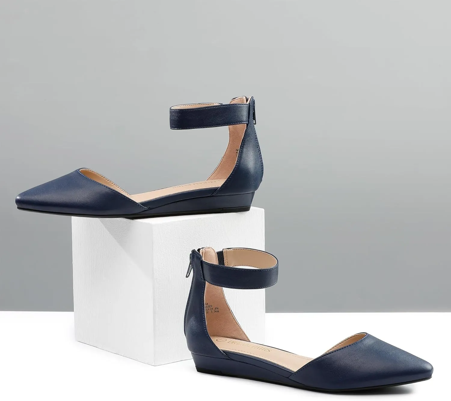 DREAM PAIRS Women's Low Wedge Ankle Strap Dress Flats Shoes