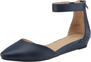 DREAM PAIRS Women's Low Wedge Ankle Strap Dress Flats Shoes