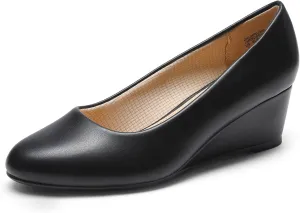 DREAM PAIRS Women's Low Wedges Heels Closed Round Toe Pumps Comfortable Slip On Dress Work Wedding Shoes