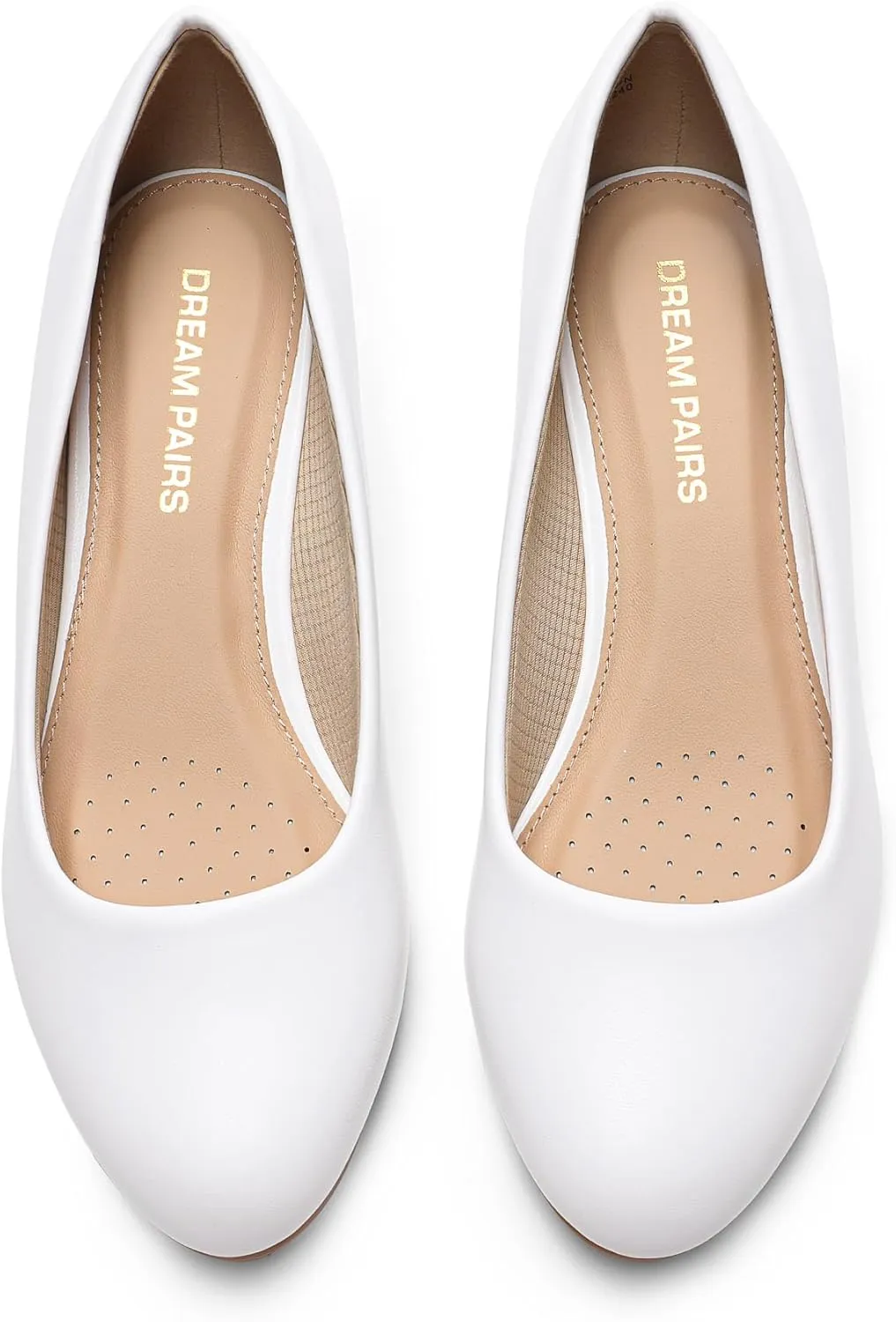 DREAM PAIRS Women's Low Wedges Heels Closed Round Toe Pumps Comfortable Slip On Dress Work Wedding Shoes
