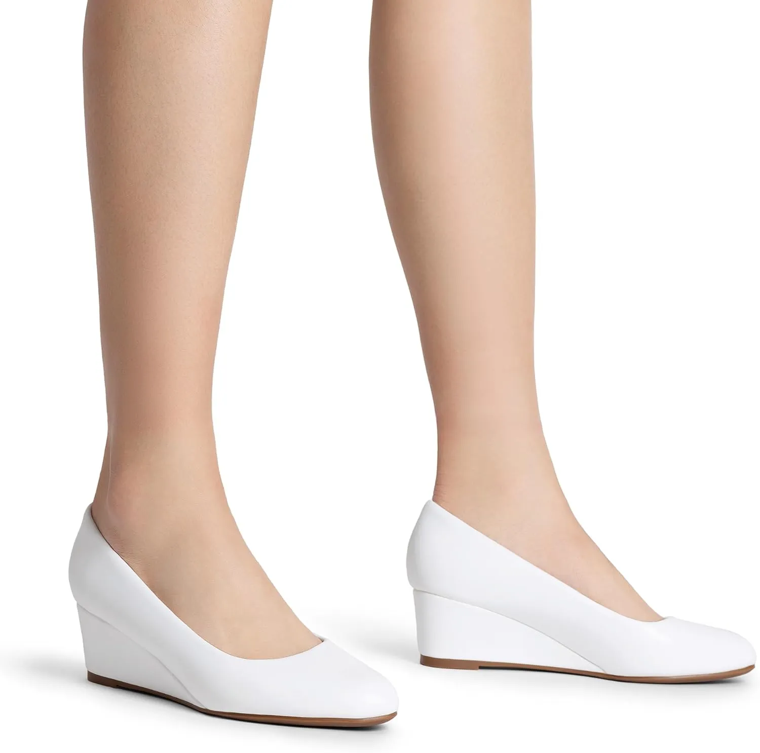 DREAM PAIRS Women's Low Wedges Heels Closed Round Toe Pumps Comfortable Slip On Dress Work Wedding Shoes