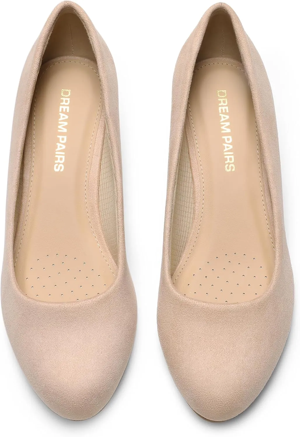DREAM PAIRS Women's Low Wedges Heels Closed Round Toe Pumps Comfortable Slip On Dress Work Wedding Shoes