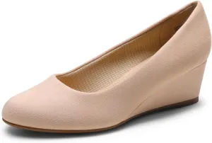 DREAM PAIRS Women's Low Wedges Heels Closed Round Toe Pumps Comfortable Slip On Dress Work Wedding Shoes