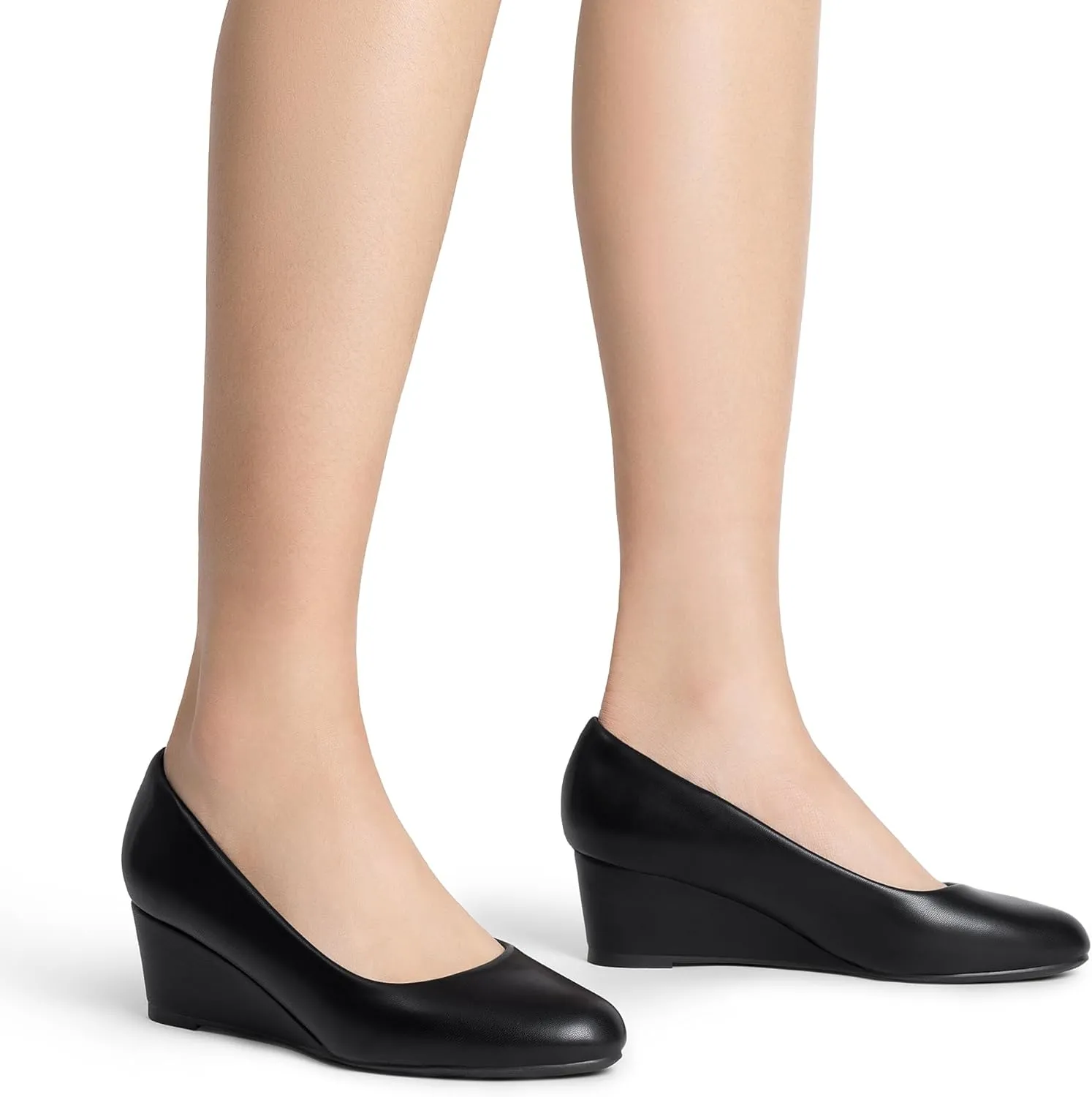 DREAM PAIRS Women's Low Wedges Heels Closed Round Toe Pumps Comfortable Slip On Dress Work Wedding Shoes